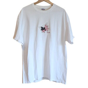 USA Butterfly Flag White TShirt Women's XLarge